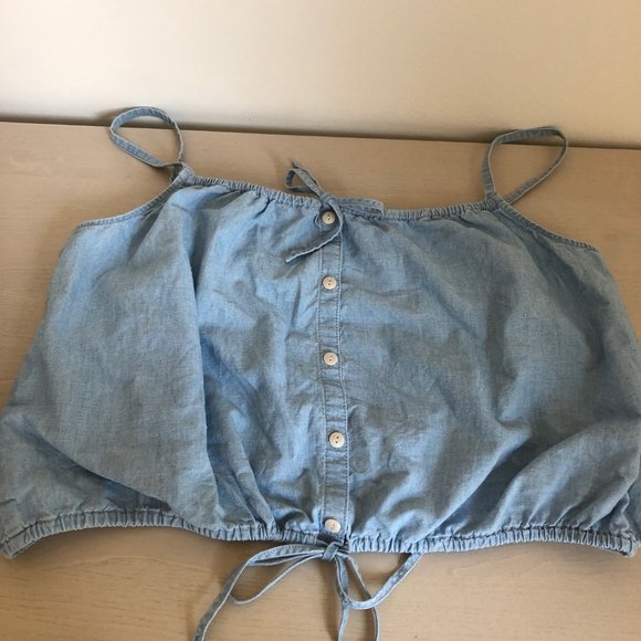 Madewell Chambray Bubble Crop Top - Picture 3 of 11